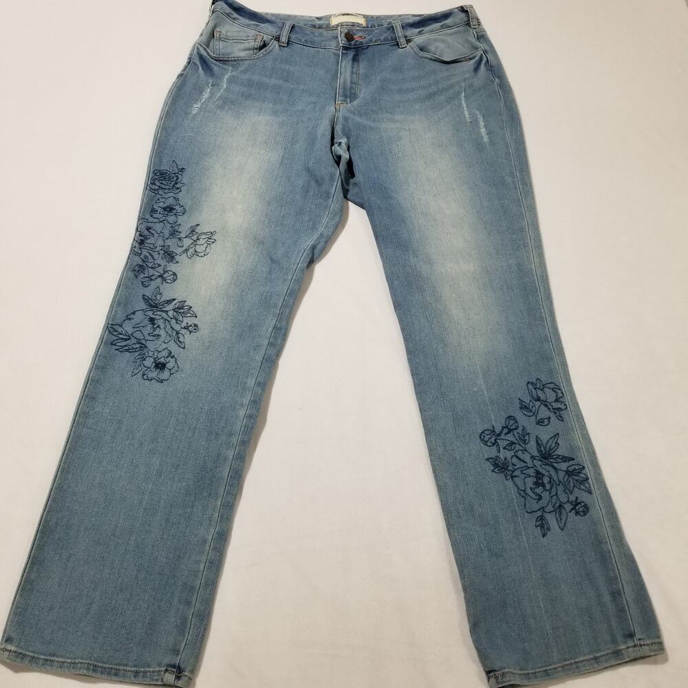 Sundance Jeans Size 32 Embroidered Magnolia Fit Floral Skinny Blue Denim